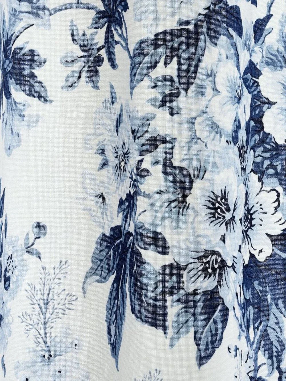 Pottery Barn 2 Blue Garden Floral Toile Curtains Drapes Linen Cotton 50x108